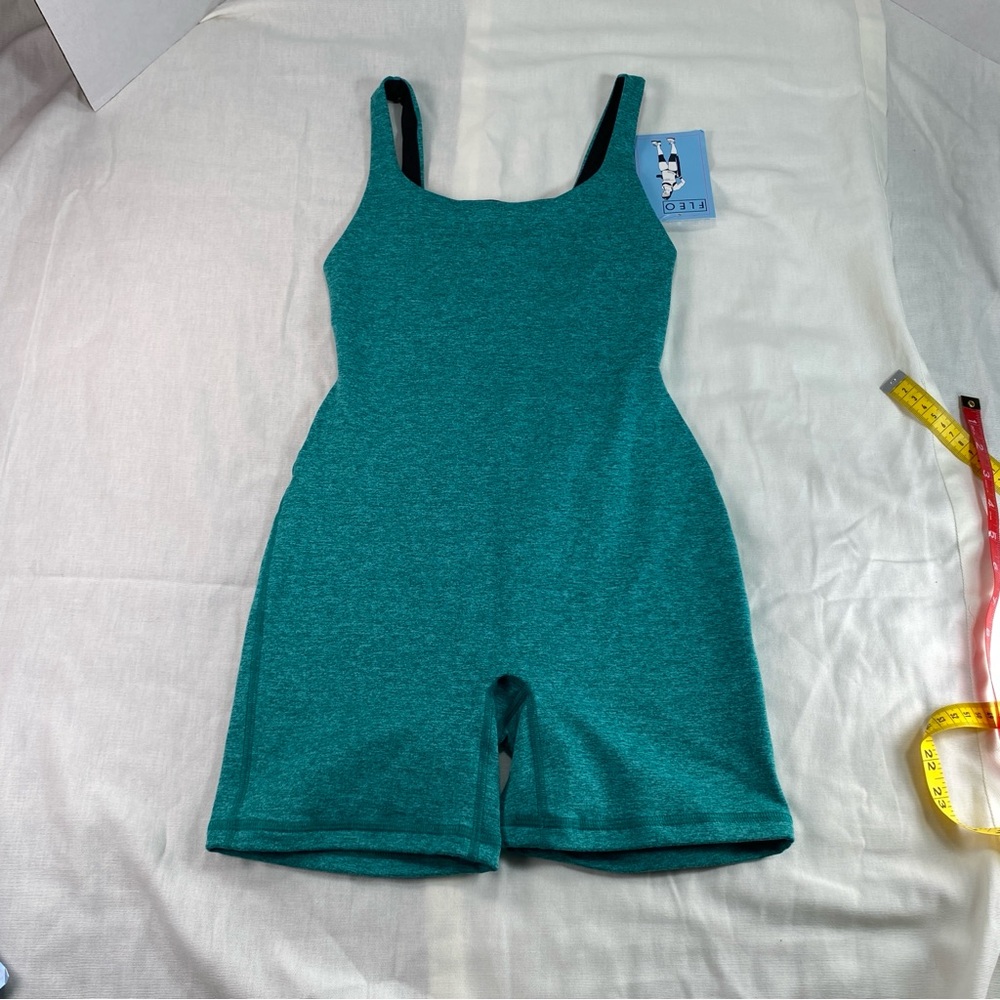 Fleo Bodysuit Women's Heather Teal Open Back Jumpsuit One Piece NWT - Picture 8 of 12